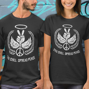 World Peace Grunge Distressed Cool Black and White T-Shirt