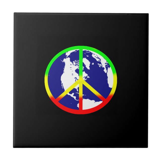 World Peace On Black Tile (Front)
