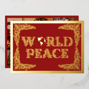World Peace, Planet Earth, in Red, Gold