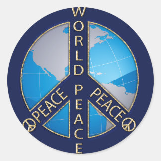 WORLD PEACE SIGN CLASSIC ROUND STICKER