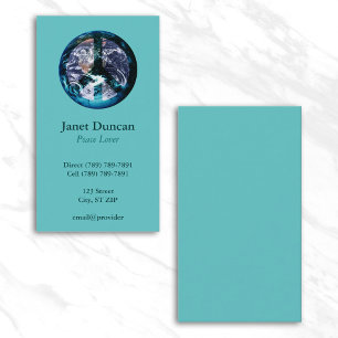 World Peace Symbol Art on Teal Business Card
