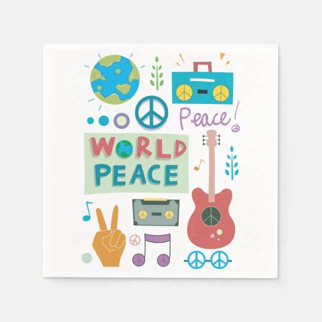 World Peace Symbols Paper Napkins (Front)
