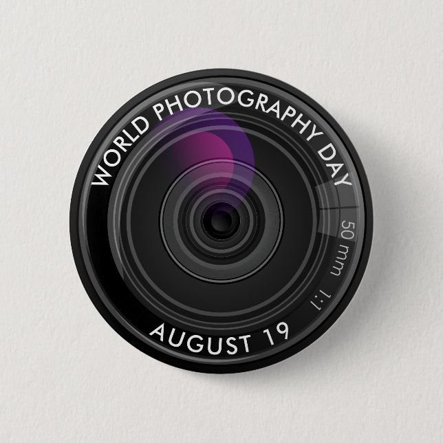 World Photography Day 6 Cm Round Badge (Front)