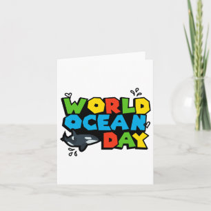 World Planet Ocean Day Orca Splash Design Love Ear Card