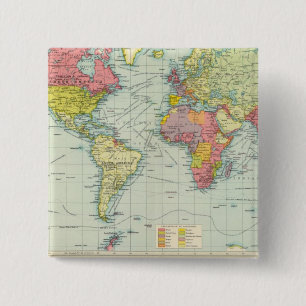 World political Map 15 Cm Square Badge