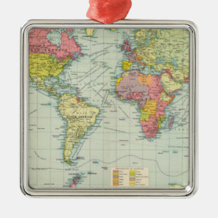 World political Map Metal Tree Decoration
