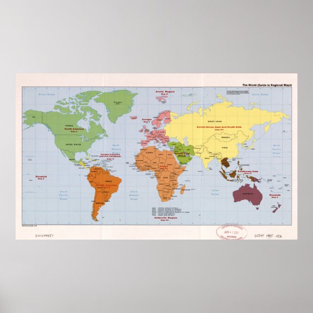 World Political Regional Map (1985) Poster (Front)