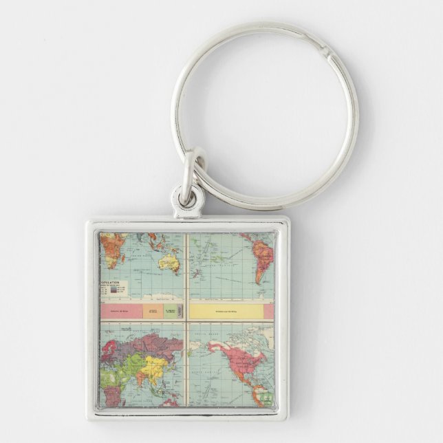 World population Map Key Ring (Front)