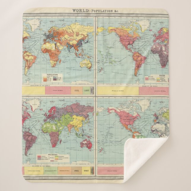 World population Map Sherpa Blanket (Front)