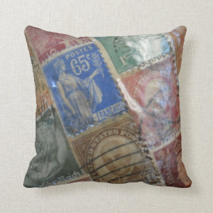 World Postage Stamp Pillow