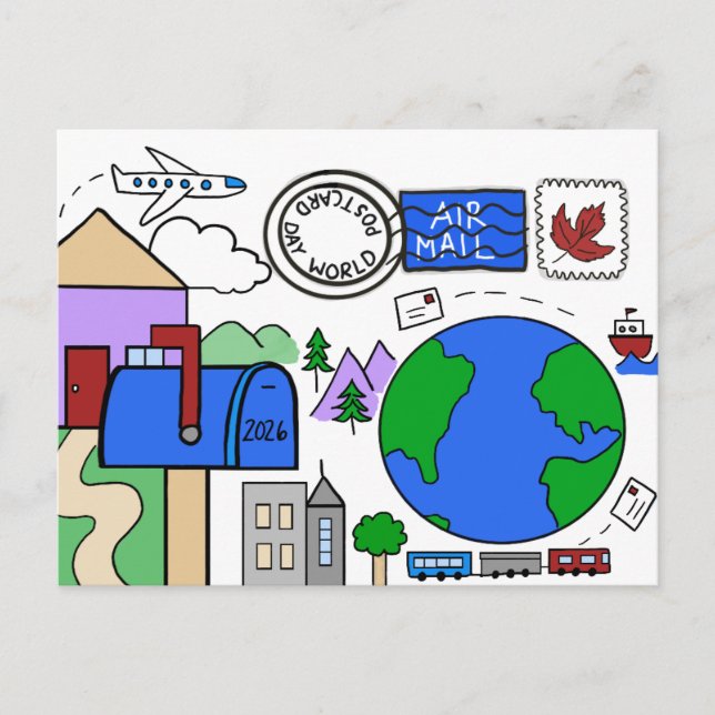 World Postcard Day 2026 (transportation) (Front)