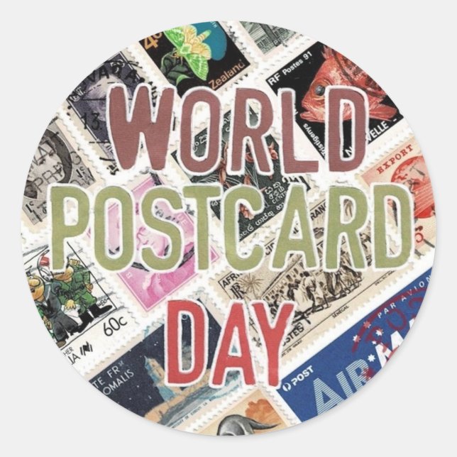 World Postcard Day Classic Round Sticker (Front)
