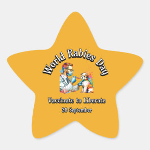 World Rabies Day. Vaccinate to Liberate. Star Sticker
