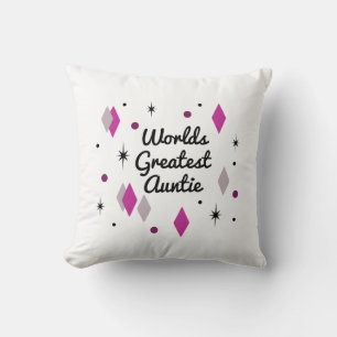 World’s Best Auntie Midcentury Cushion