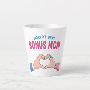 World’s Best Bonus Mum Heart Hands Gift Latte Mug