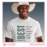 World’s Best Brother Personalised Checklist T-Shirt<br><div class="desc">Show your brother just how much he means to you with this stylish and heartfelt customisable T-shirt. Featuring a classic black and grey pinstripe pattern and bold typography that reads “World’s Best Brother, ” this shirt includes a unique, personalised checklist with six customisable text fields where you can highlight your...</div>