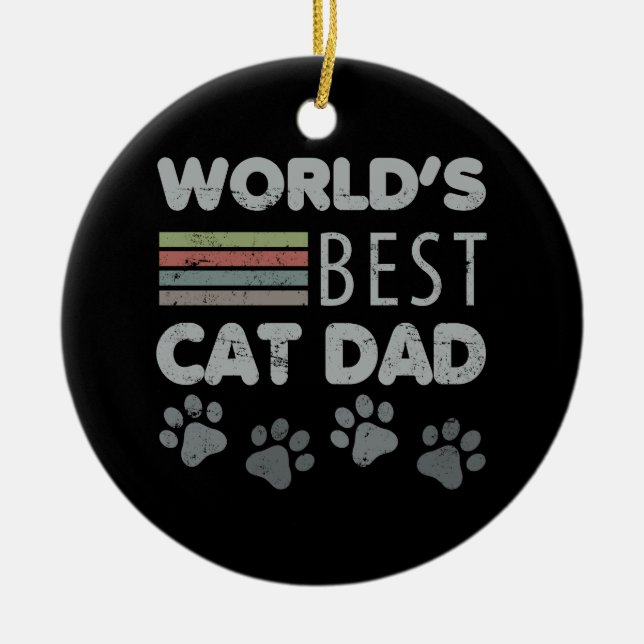 World’s Best Cat Dad Ceramic Tree Decoration (Front)