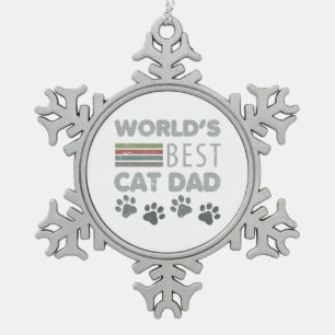World’s Best Cat Dad Snowflake Pewter Christmas Ornament
