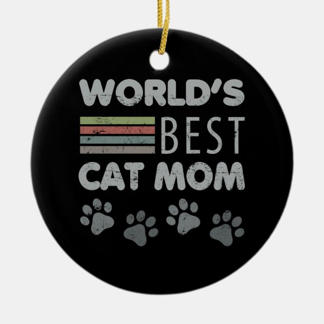 World’s Best Cat Mum Ceramic Tree Decoration (Front)