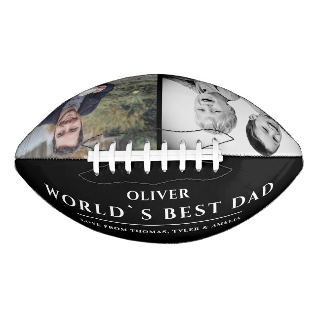 World`s Best Dad Black White Father`s Day 2 Photo Football (Front)
