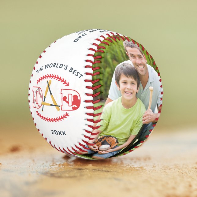 World’s Best Dad Custom Photo Keepsake Gift Baseball (Creator Uploaded)