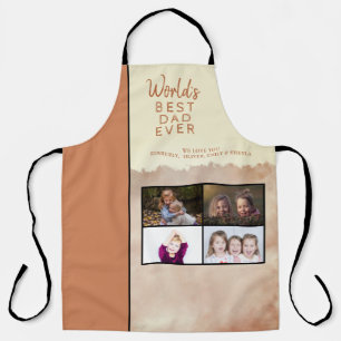 World`s Best Dad Script Watercolor Photo Collage  Apron