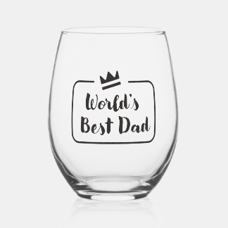 “World’s Best Dad” Stemless Wine Glass