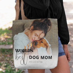 World’s Best Dog Mum Custom Photo Personalised Tote Bag