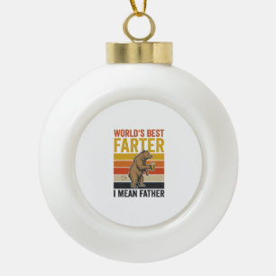 World’s Best Farter Funny Father Bear Ceramic Ball Christmas Ornament