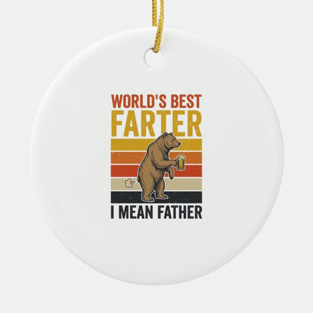 World’s Best Farter Funny Father Bear Ceramic Tree Decoration (Front)