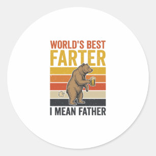 World’s Best Farter Funny Father Bear Classic Round Sticker