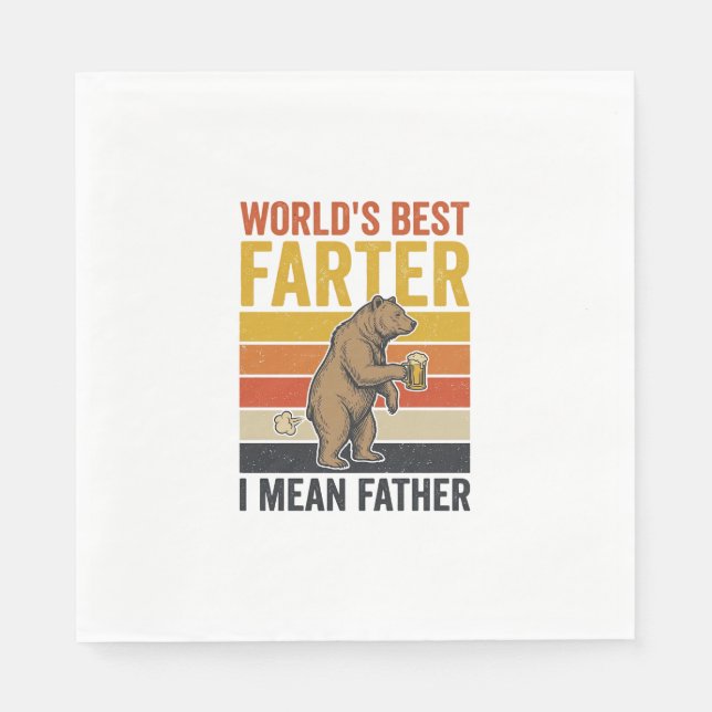 World’s Best Farter Funny Father Bear Napkin (Front)