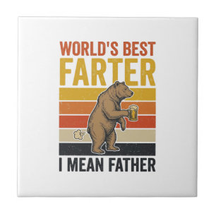 World’s Best Farter Funny Father Bear Tile
