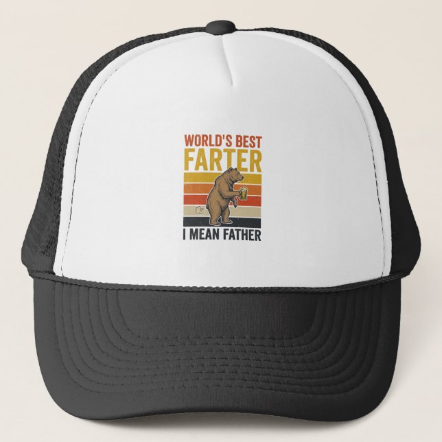 World’s Best Farter Funny Father Bear Trucker Hat (Front)