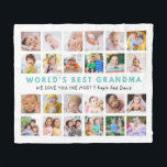 World’s Best Grandma Grandkids 24 Photo Collage  Fleece Blanket<br><div class="desc">Wrap Grandma in a hug from every grandkid. This ultra-soft, cosy fleece or sherpa photo collage blanket includes 24 photos of her grandkids arranged in a stylish grid with the heartfelt title "World’s Best Grandma." It’s the perfect gift to keep her warm—literally and emotionally. Whether she's watching TV or taking...</div>