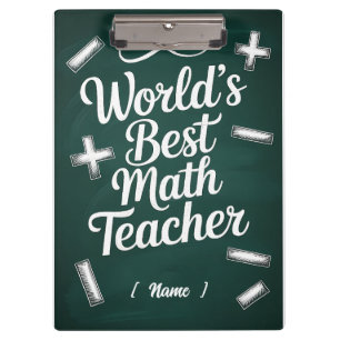 World’s Best Math Teacher Chalkboard  Clipboard