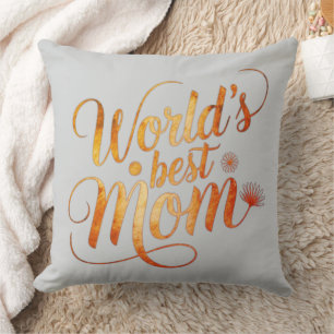 World’s Best Mom Elegant Floral Typography Gift Cushion