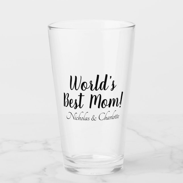 World’s Best Mum black custom script elegant chic Glass (Front)