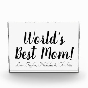 World’s Best Mum black custom script elegant Photo Block
