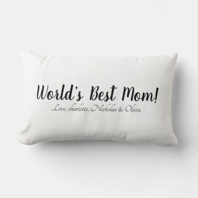 World’s Best Mum black white custom script elegant Lumbar Cushion (Front)