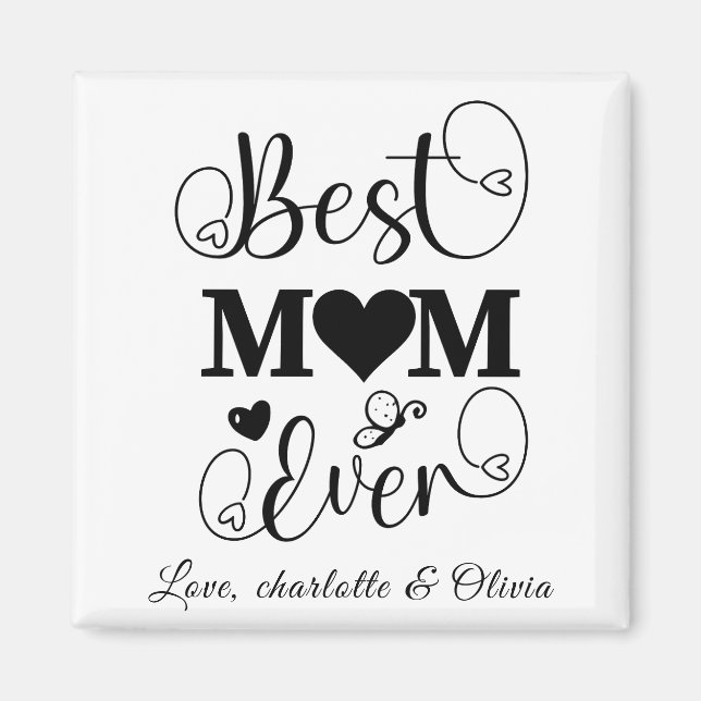 World’s Best Mum black white custom script elegant Magnet (Front)