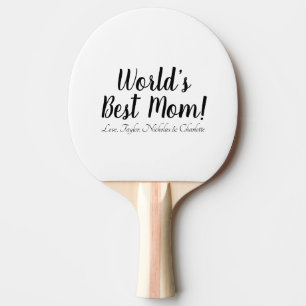 World’s Best Mum black white custom script stylish Ping Pong Paddle