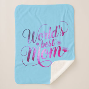 World’s Best Mum Elegant Floral Typography Gift Sherpa Blanket