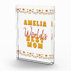 World`s Best Mum Flowers Floral Mother`s Day Photo Block