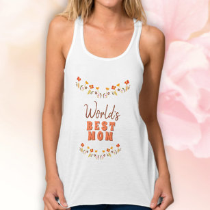 World`s Best Mum Flowers Floral Mother`s Day Singlet