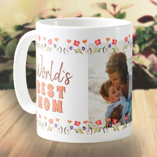 World`s Best Mum Flowers Mother`s Day Photo  Coffee Mug