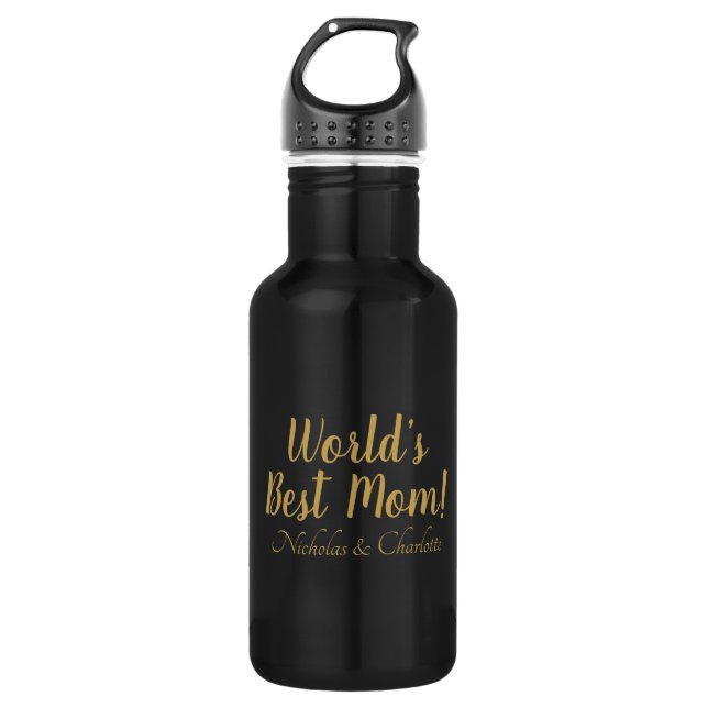 World’s Best Mum gold custom script cute 532 Ml Water Bottle (Front)