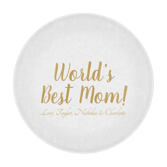 World’s Best Mum gold custom script cute Cutting Board (Front)