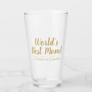 World’s Best Mum gold custom script cute Glass