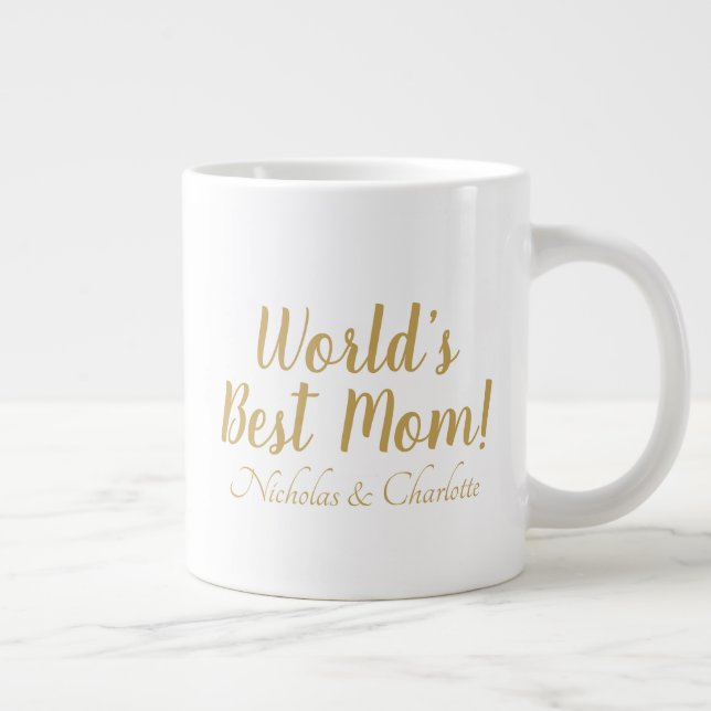 World’s Best Mum gold custom script cute Large Coffee Mug (Right)